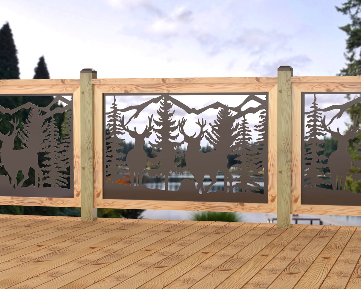 47"x30" - Deer and Bear Wildlife Landscape Fence/Gate Panel Insert