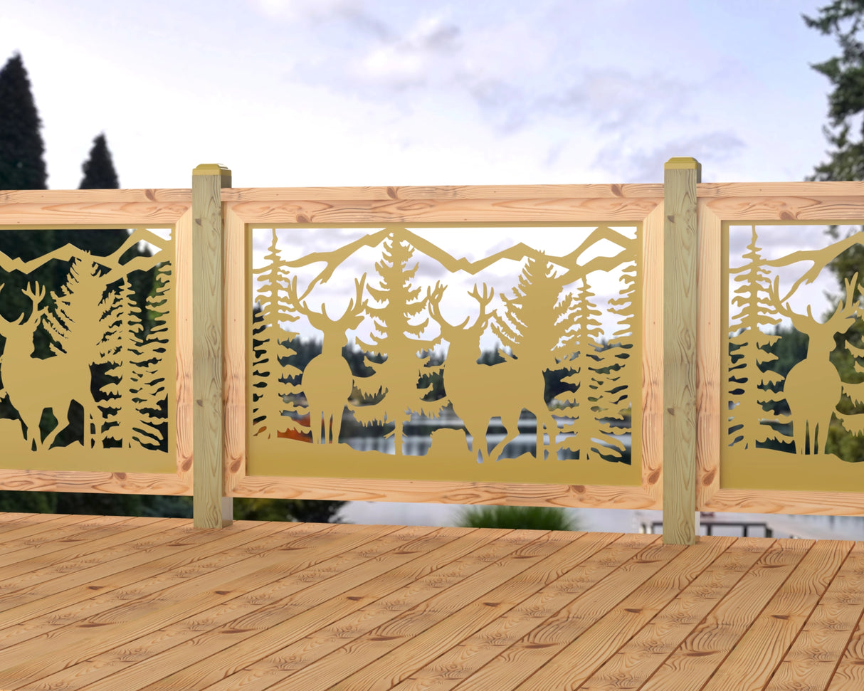 47"x30" - Deer and Bear Wildlife Landscape Fence/Gate Panel Insert