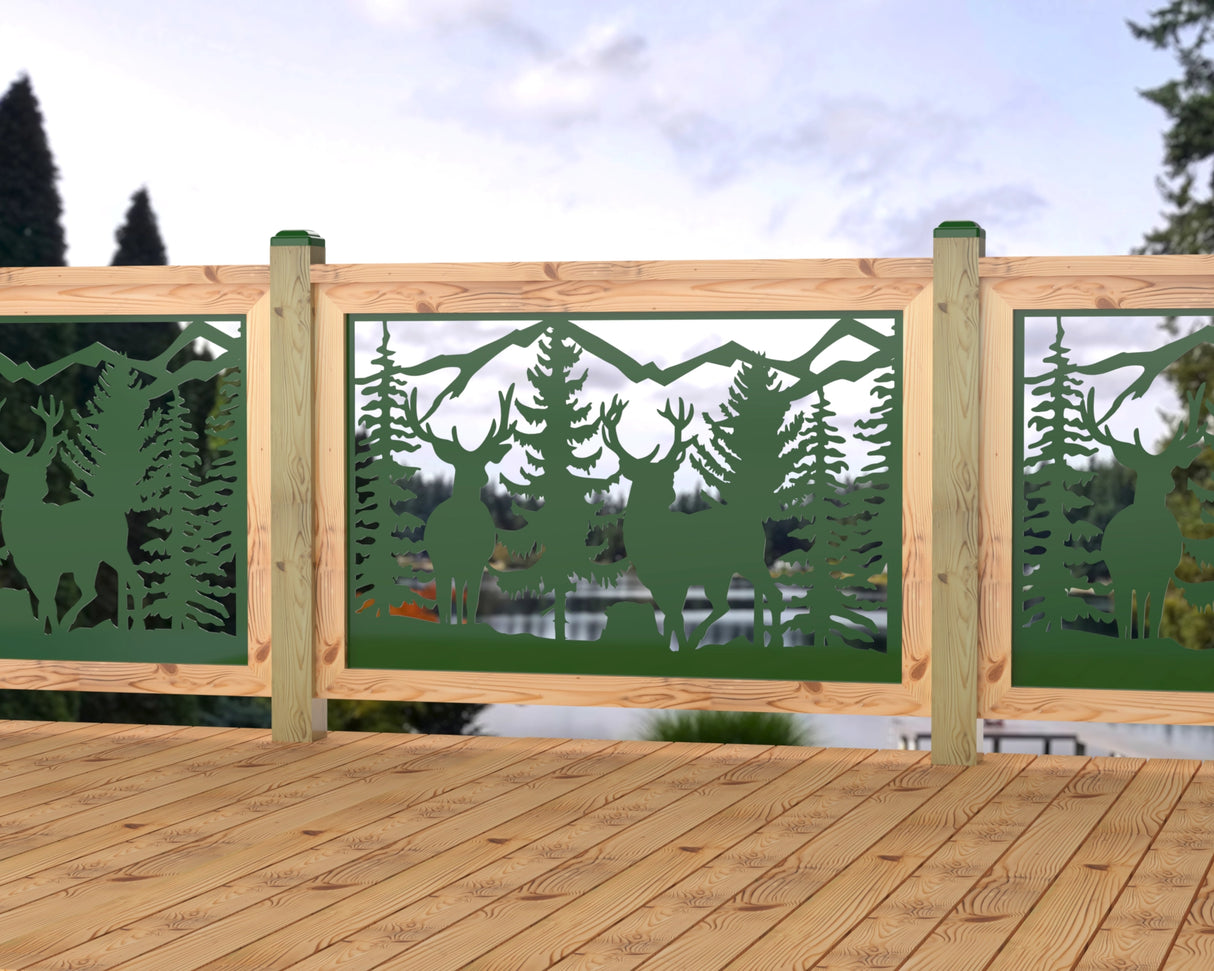 47"x30" - Deer and Bear Wildlife Landscape Fence/Gate Panel Insert