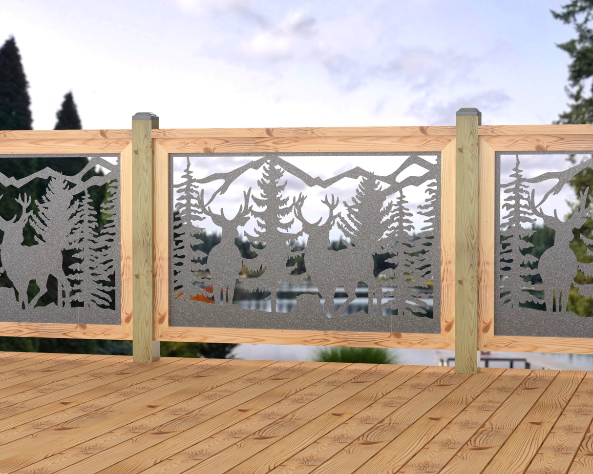 47"x30" - Deer and Bear Wildlife Landscape Fence/Gate Panel Insert