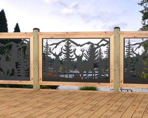 47"x30" - Deer and Bear Wildlife Landscape Fence/Gate Panel Insert