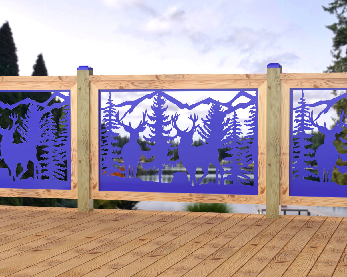 47"x30" - Deer and Bear Wildlife Landscape Fence/Gate Panel Insert