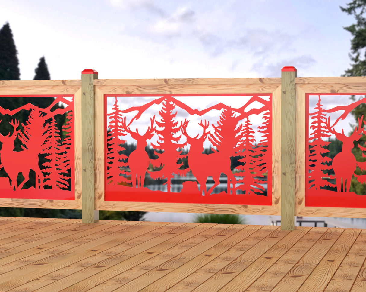 47"x30" - Deer and Bear Wildlife Landscape Fence/Gate Panel Insert