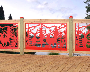 47"x30" - Deer and Bear Wildlife Landscape Fence/Gate Panel Insert