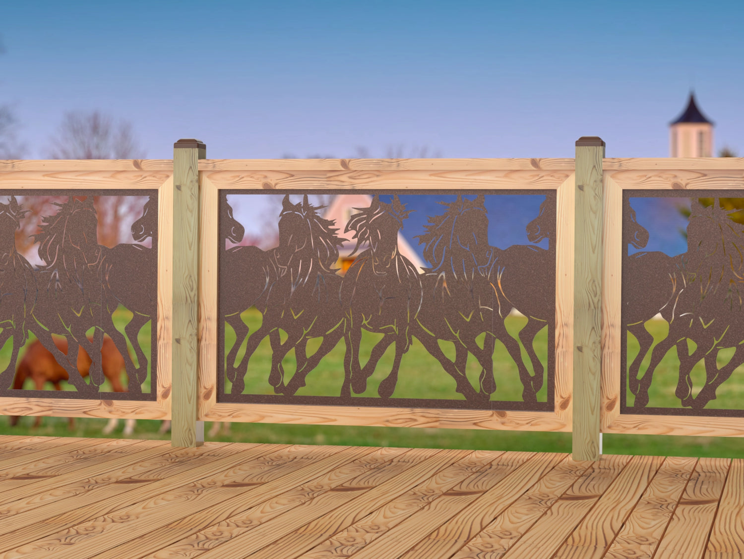 Horses Trotting Railing Panel Insert