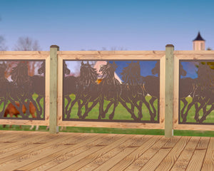 Horses Trotting Railing Panel Insert