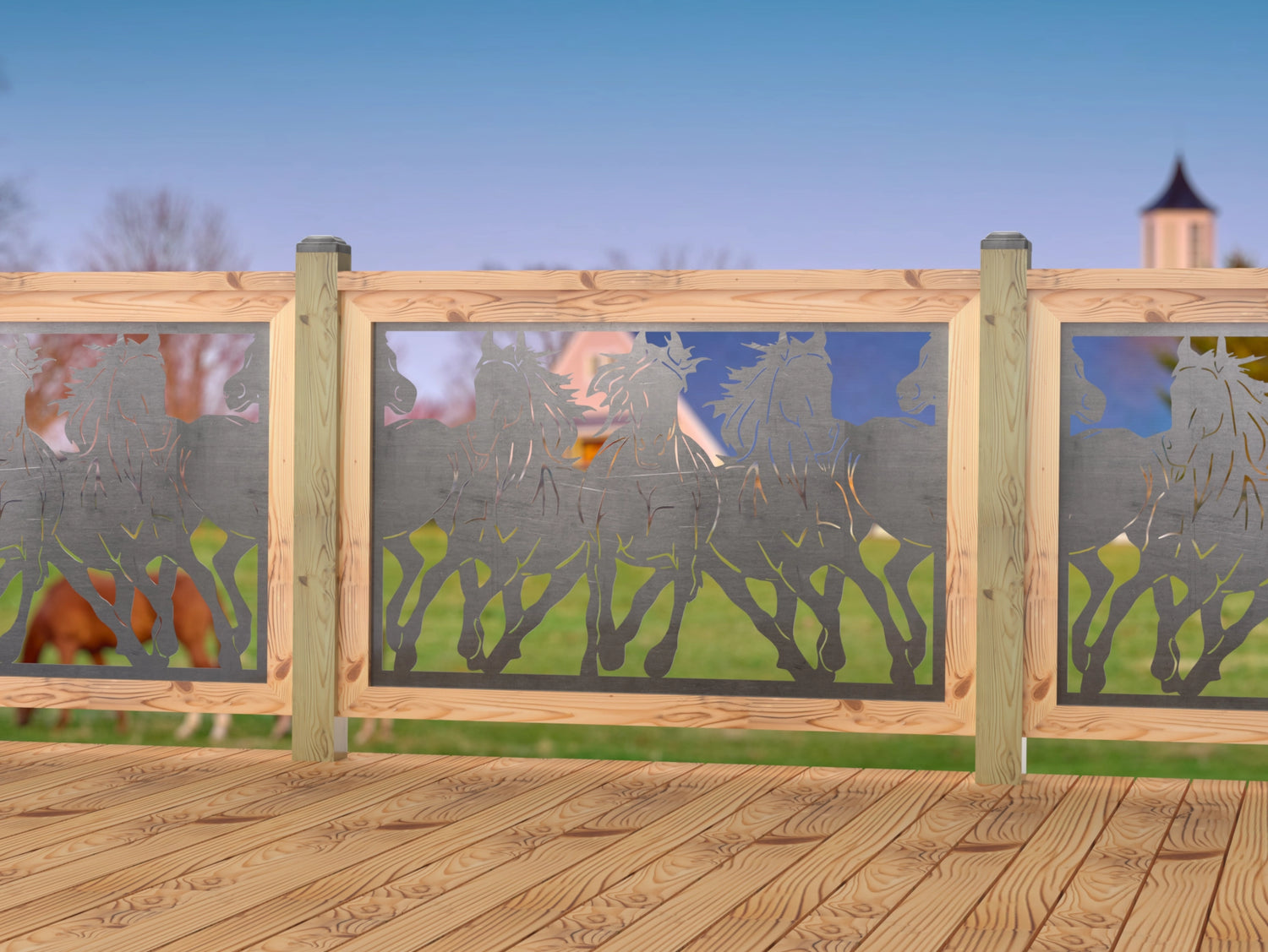 Horses Trotting Railing Panel Insert