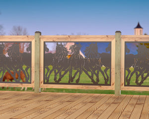 Horses Trotting Railing Panel Insert