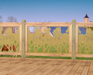 Horses Trotting Railing Panel Insert