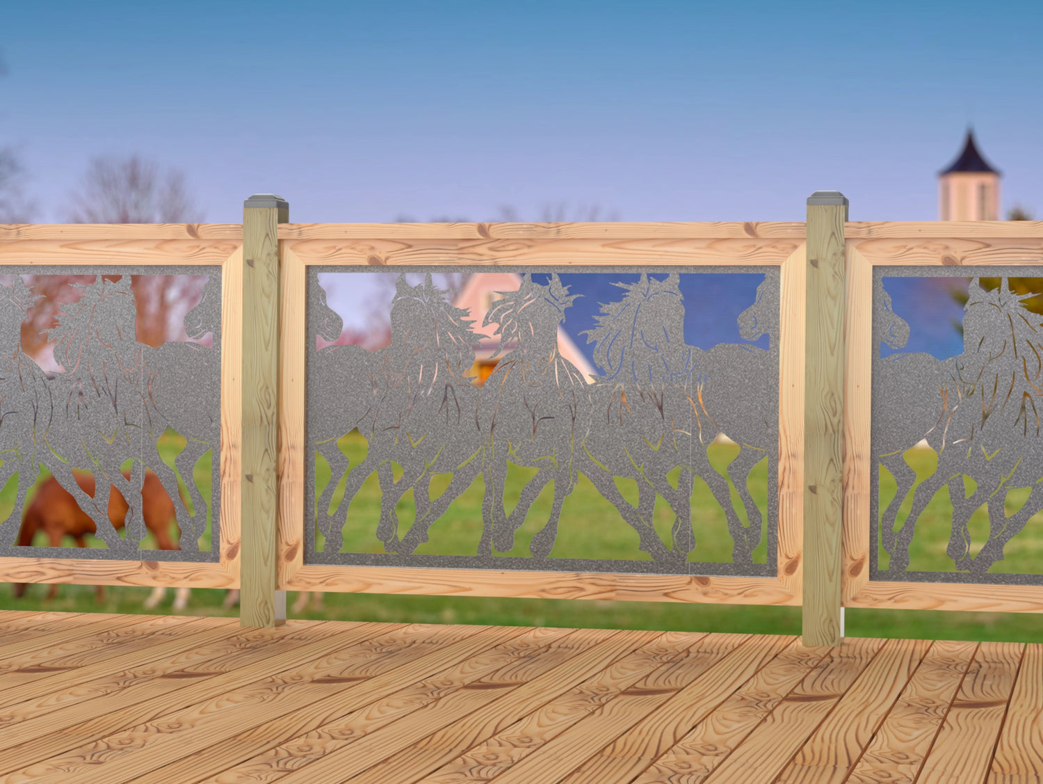 Horses Trotting Railing Panel Insert