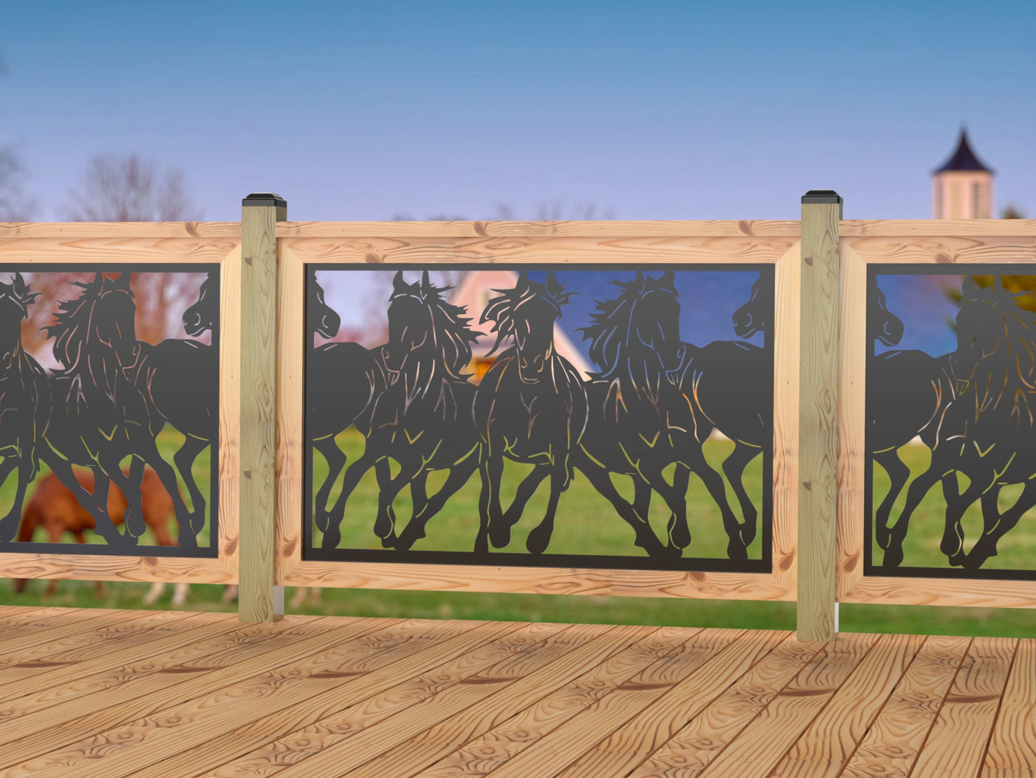 Horses Trotting Railing Panel Insert