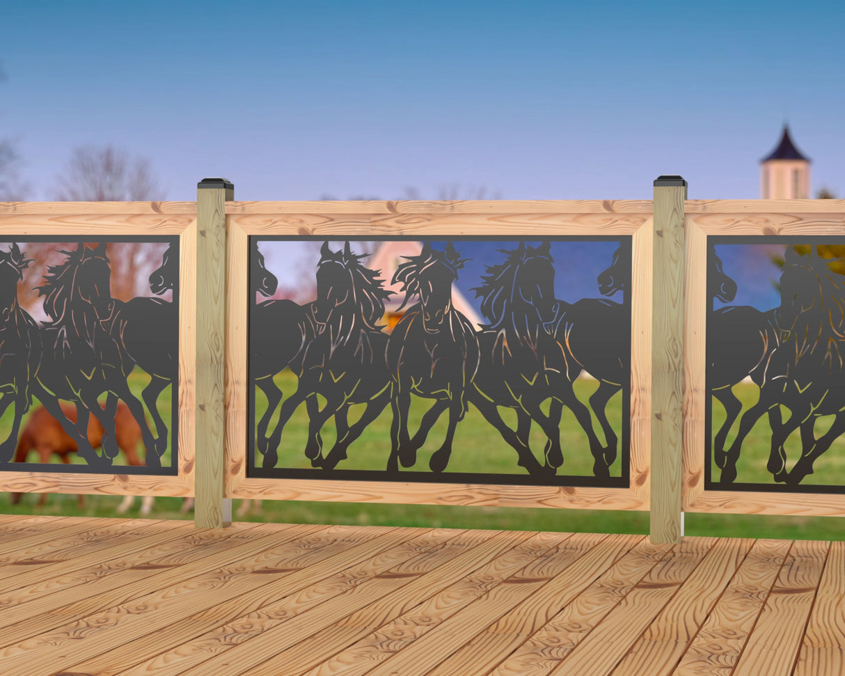 Horses Trotting Railing Panel Insert