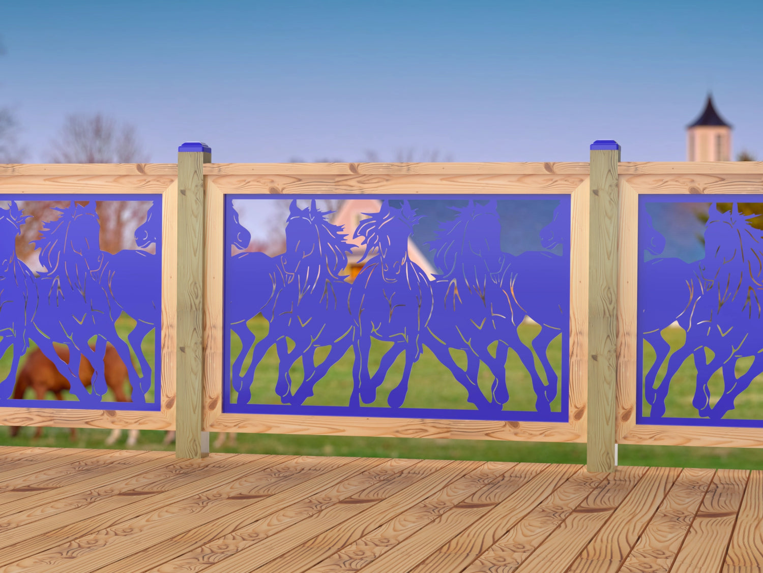 Horses Trotting Railing Panel Insert