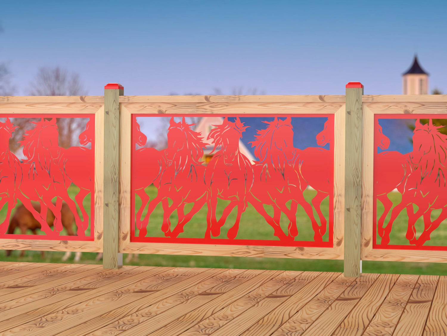 Horses Trotting Railing Panel Insert