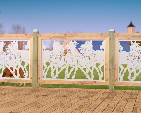 47"x30" - Horses Trotting Fence/Gate Panel Insert - Madison Iron and Wood