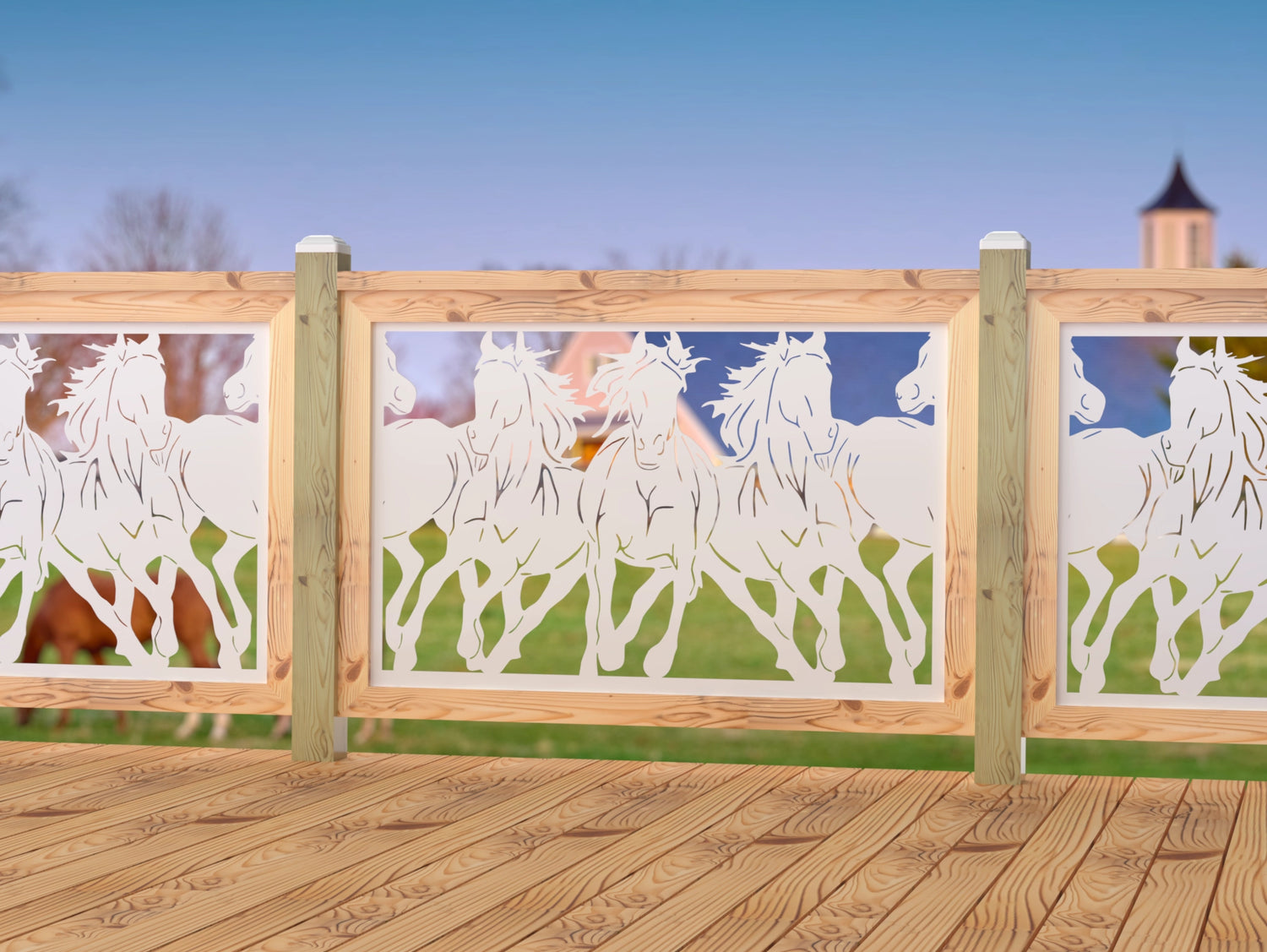 Horses Trotting Railing Panel Insert