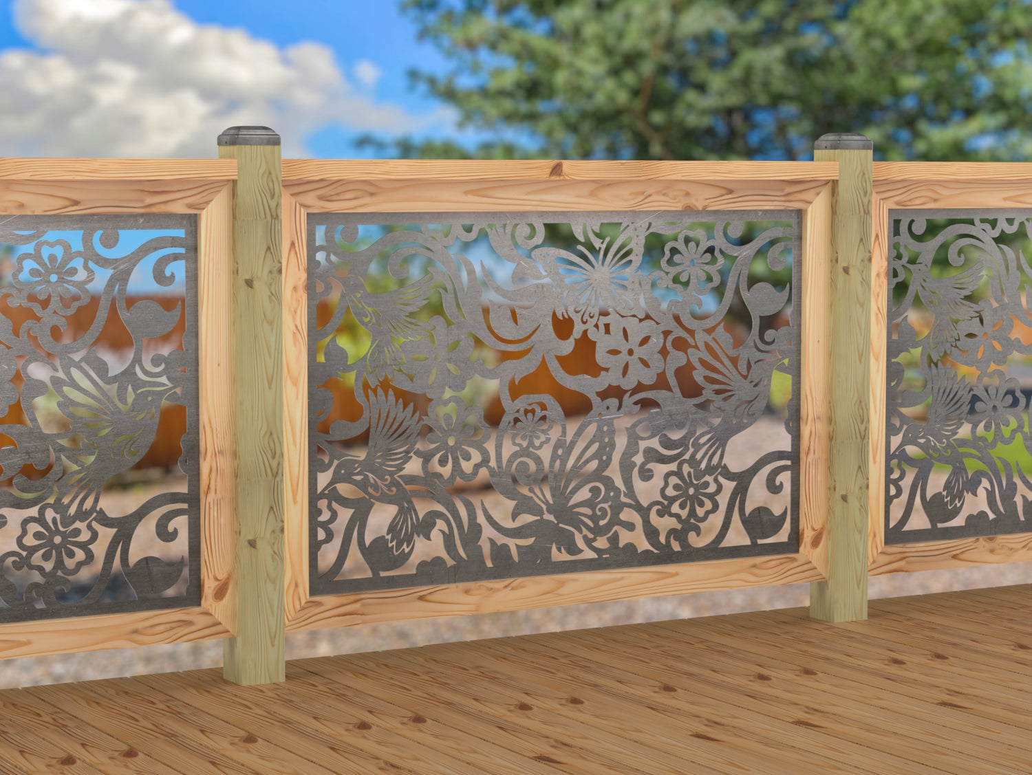 Butterflies and Hummingbirds Railing Panel Insert
