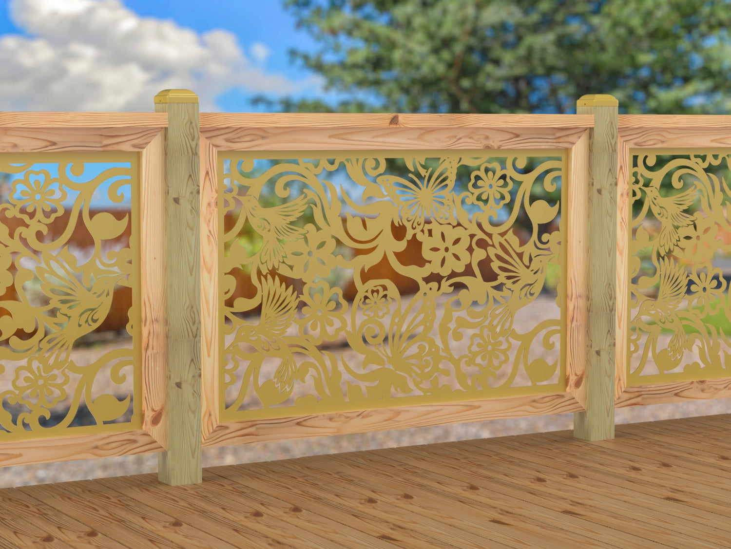 Butterflies and Hummingbirds Railing Panel Insert