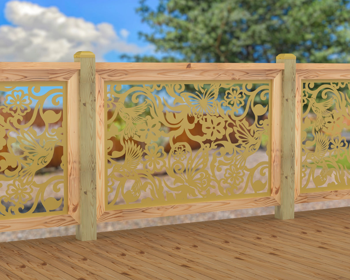 Butterflies and Hummingbirds Railing Panel Insert