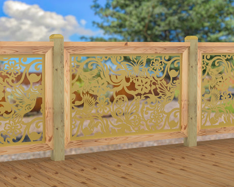 Butterflies and Hummingbirds Railing Panel Insert - Madison Iron and Wood