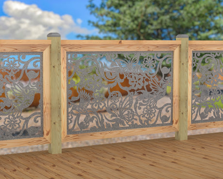 Butterflies and Hummingbirds Railing Panel Insert - Madison Iron and Wood