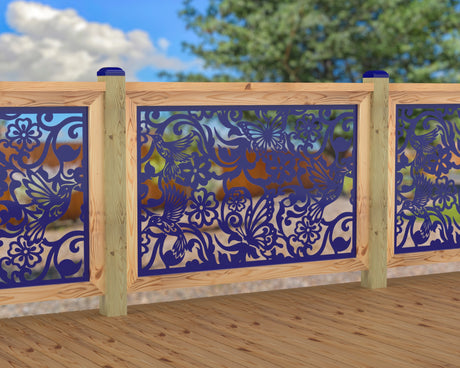 Butterflies and Hummingbirds Railing Panel Insert - Madison Iron and Wood