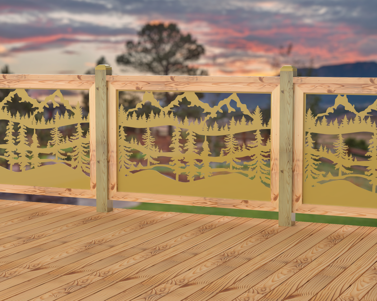 47"x30" - Mountain Landscape Fence/Gate Panel Insert - Madison Iron and Wood