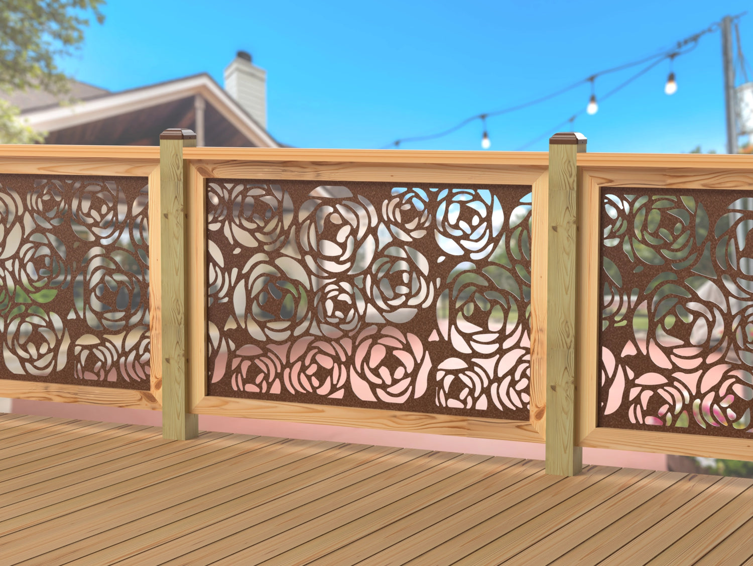 Rose Bush Railing Panel Insert - Madison Iron and Wood
