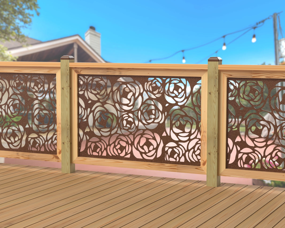 Rose Bush Railing Panel Insert - Madison Iron and Wood