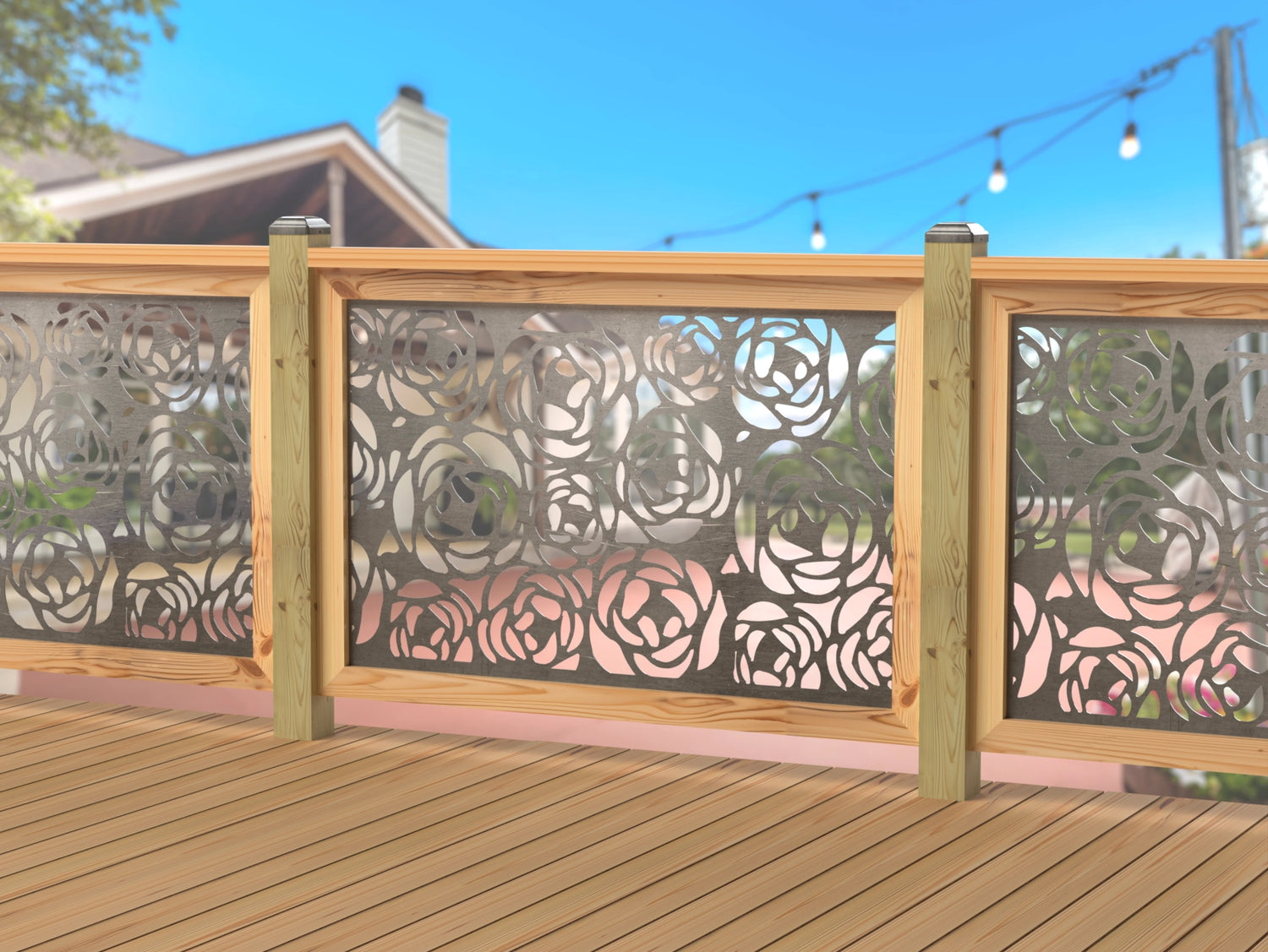 Rose Bush Railing Panel Insert - Madison Iron and Wood