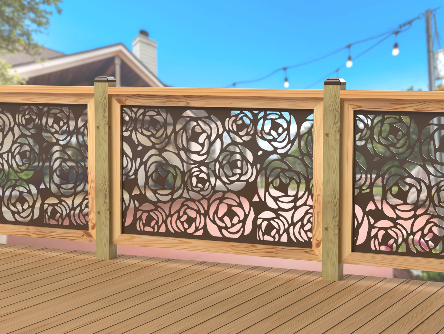 Rose Bush Railing Panel Insert - Madison Iron and Wood