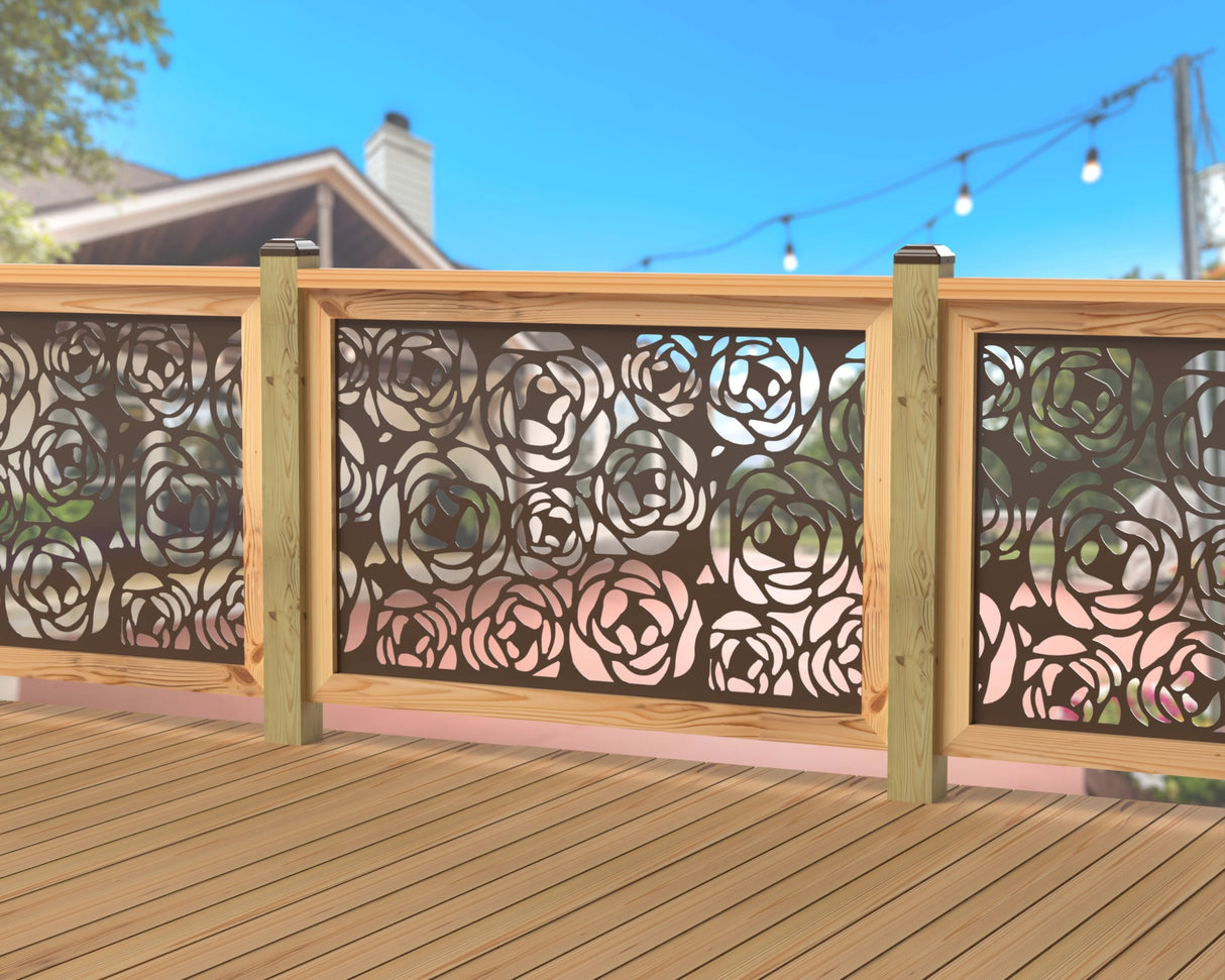 Rose Bush Railing Panel Insert - Madison Iron and Wood