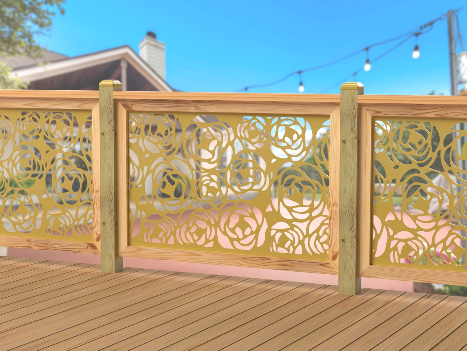 Rose Bush Railing Panel Insert - Madison Iron and Wood