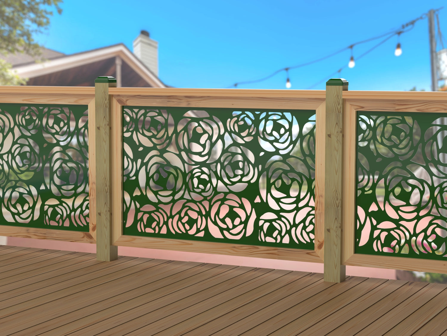 Rose Bush Railing Panel Insert - Madison Iron and Wood