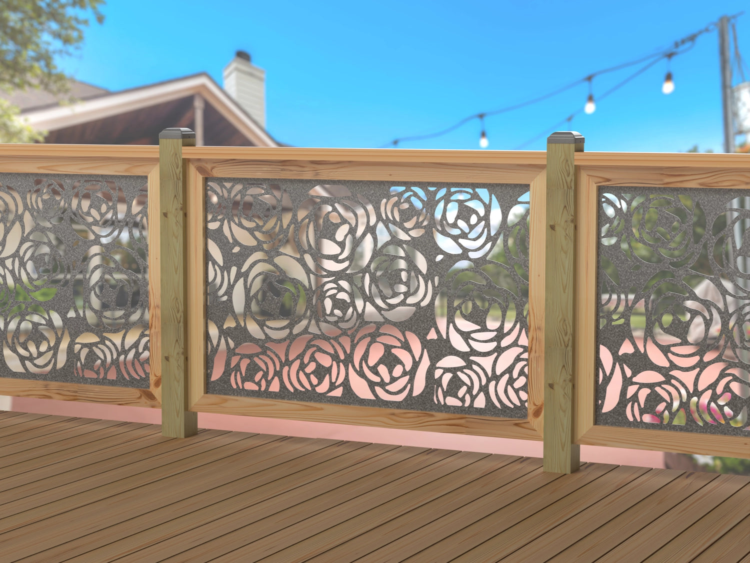 Rose Bush Railing Panel Insert - Madison Iron and Wood