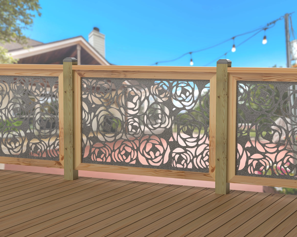 Rose Bush Railing Panel Insert - Madison Iron and Wood