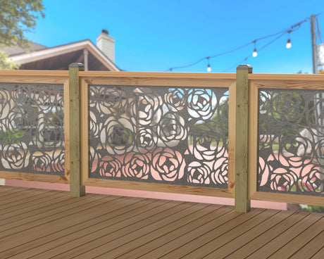 Rose Bush Railing Panel Insert - Madison Iron and Wood