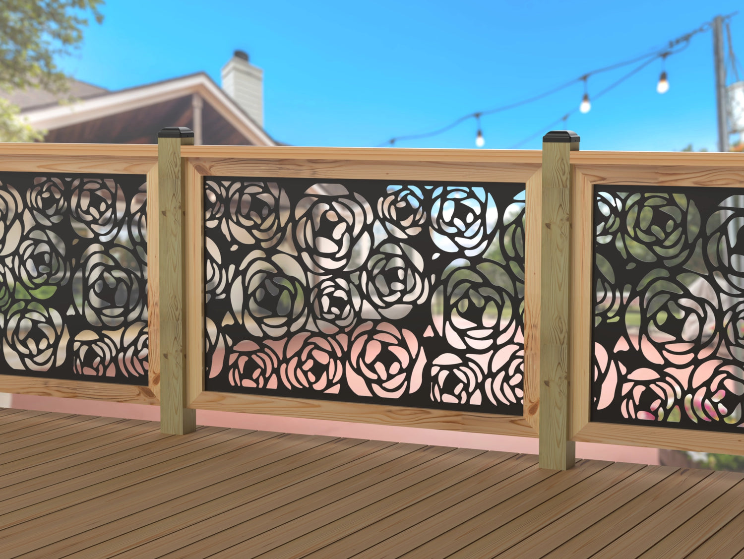 Rose Bush Railing Panel Insert - Madison Iron and Wood