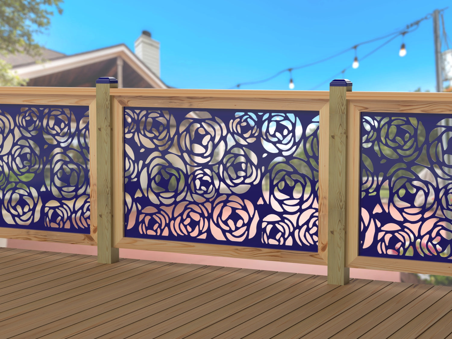 Rose Bush Railing Panel Insert - Madison Iron and Wood