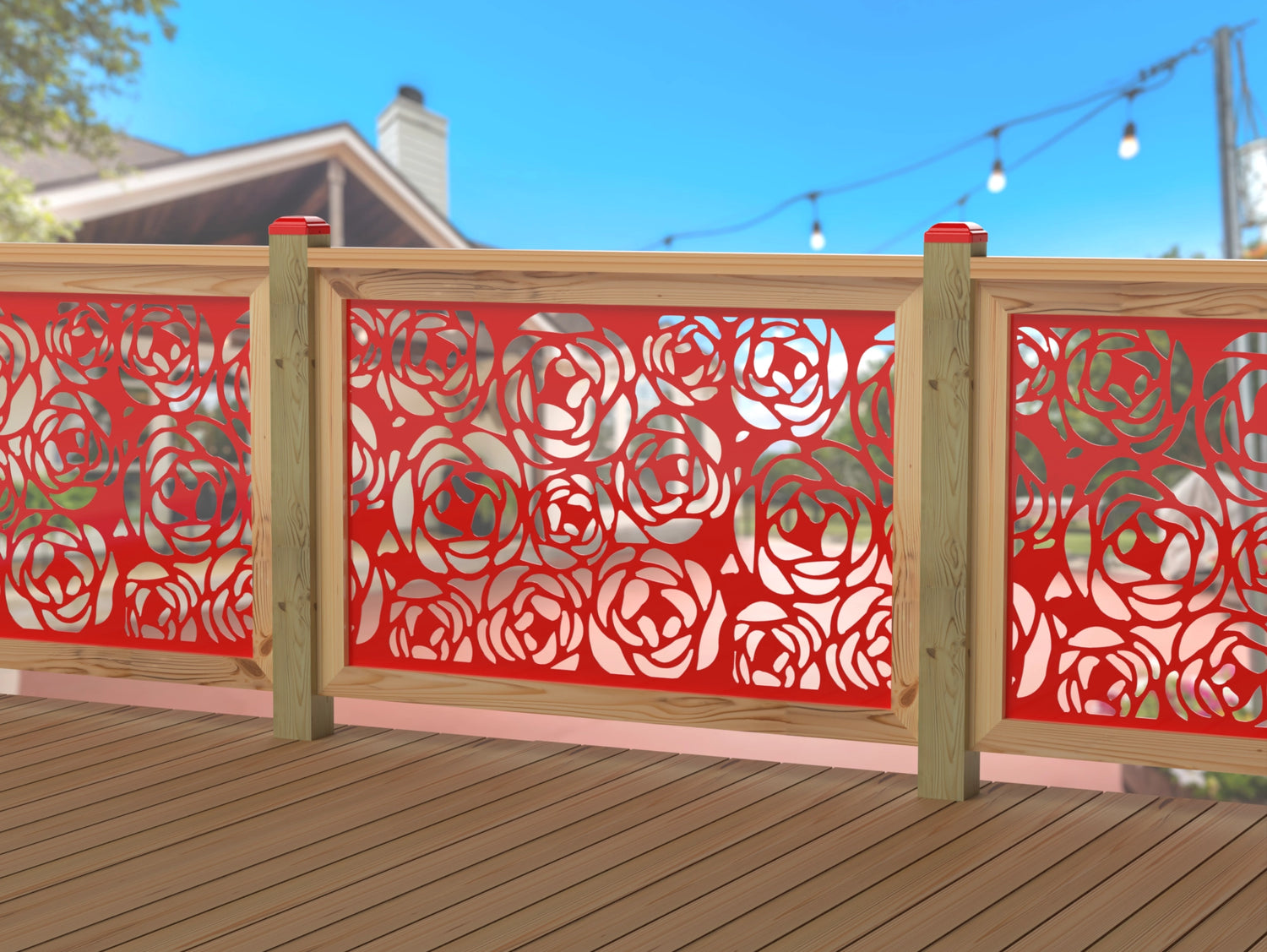 Rose Bush Railing Panel Insert - Madison Iron and Wood