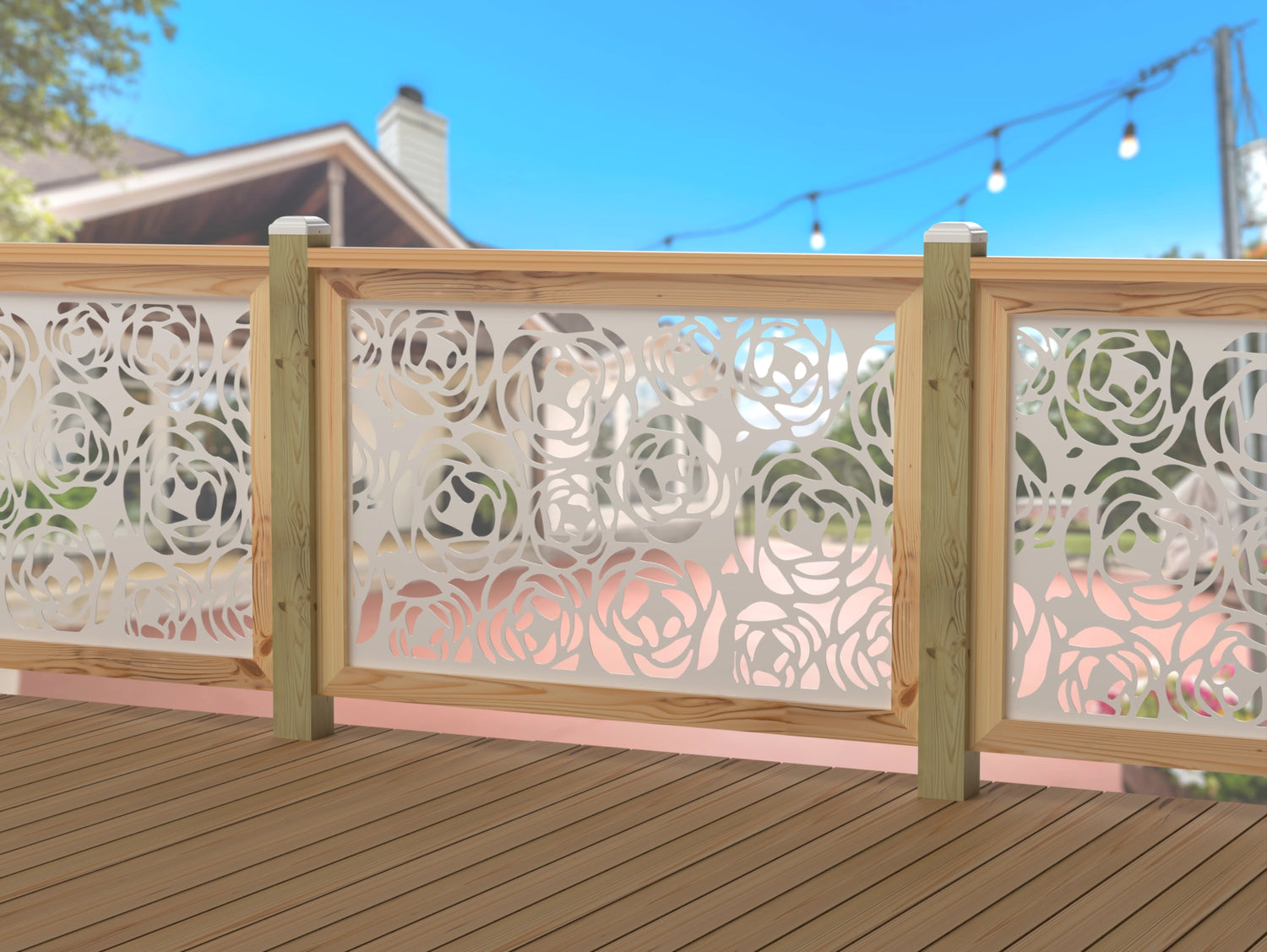 Rose Bush Railing Panel Insert - Madison Iron and Wood