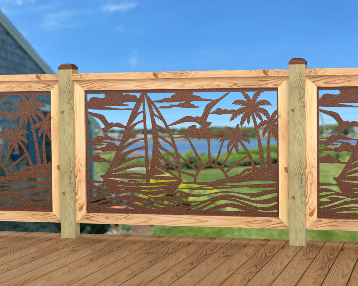 Sailboat at Sunset Railing Panel Insert