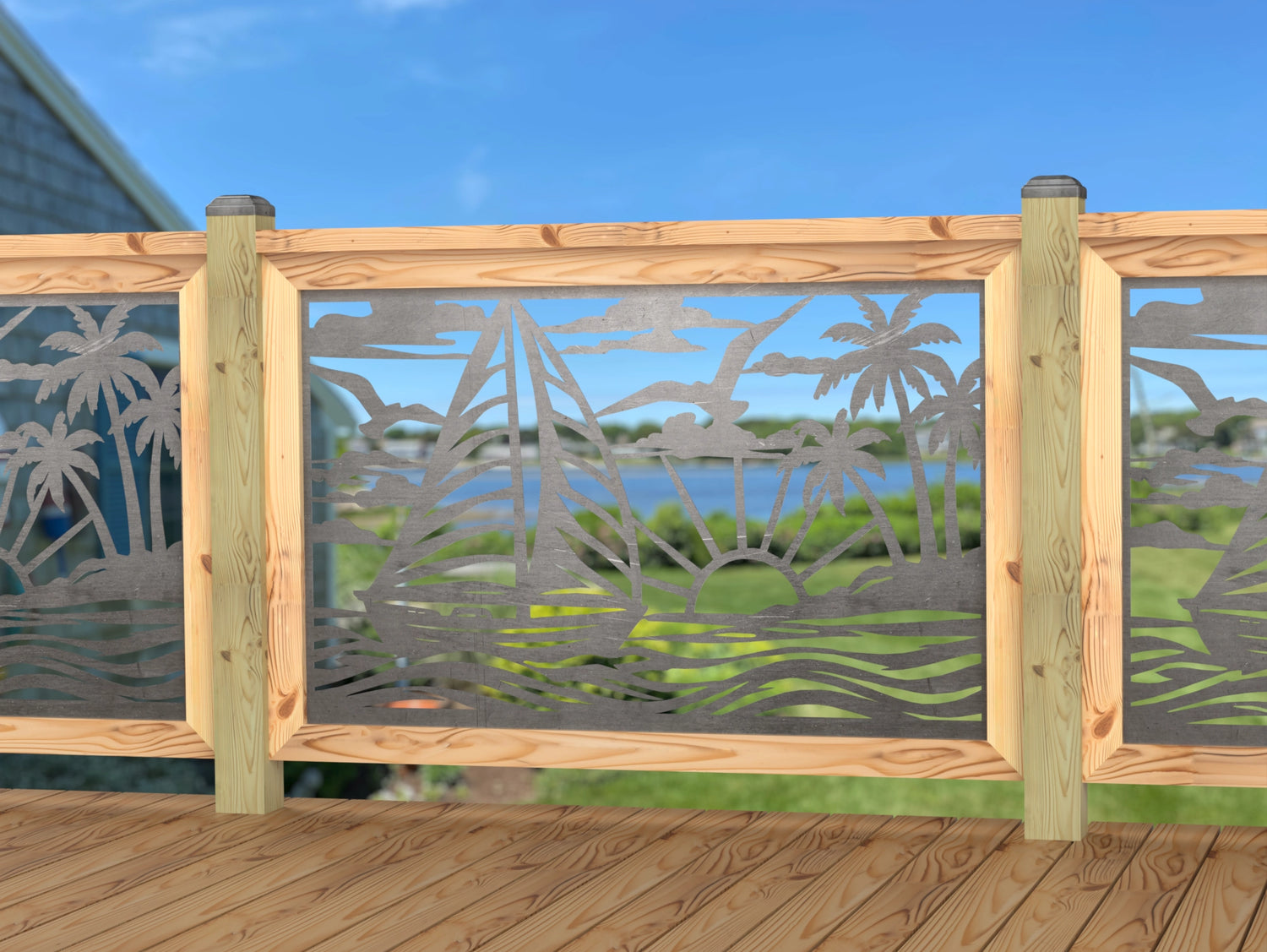 Sailboat at Sunset Railing Panel Insert