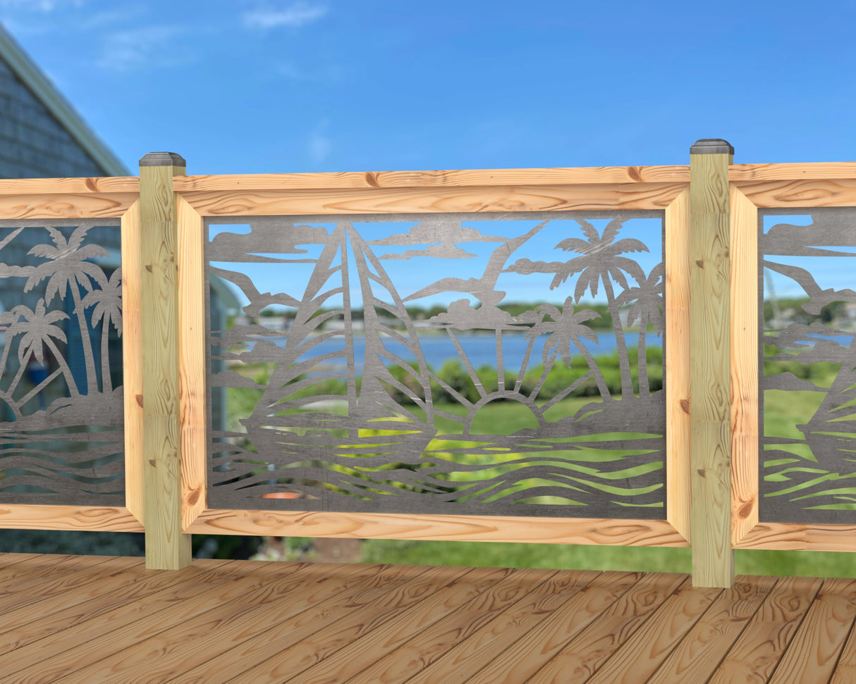 Sailboat at Sunset Railing Panel Insert