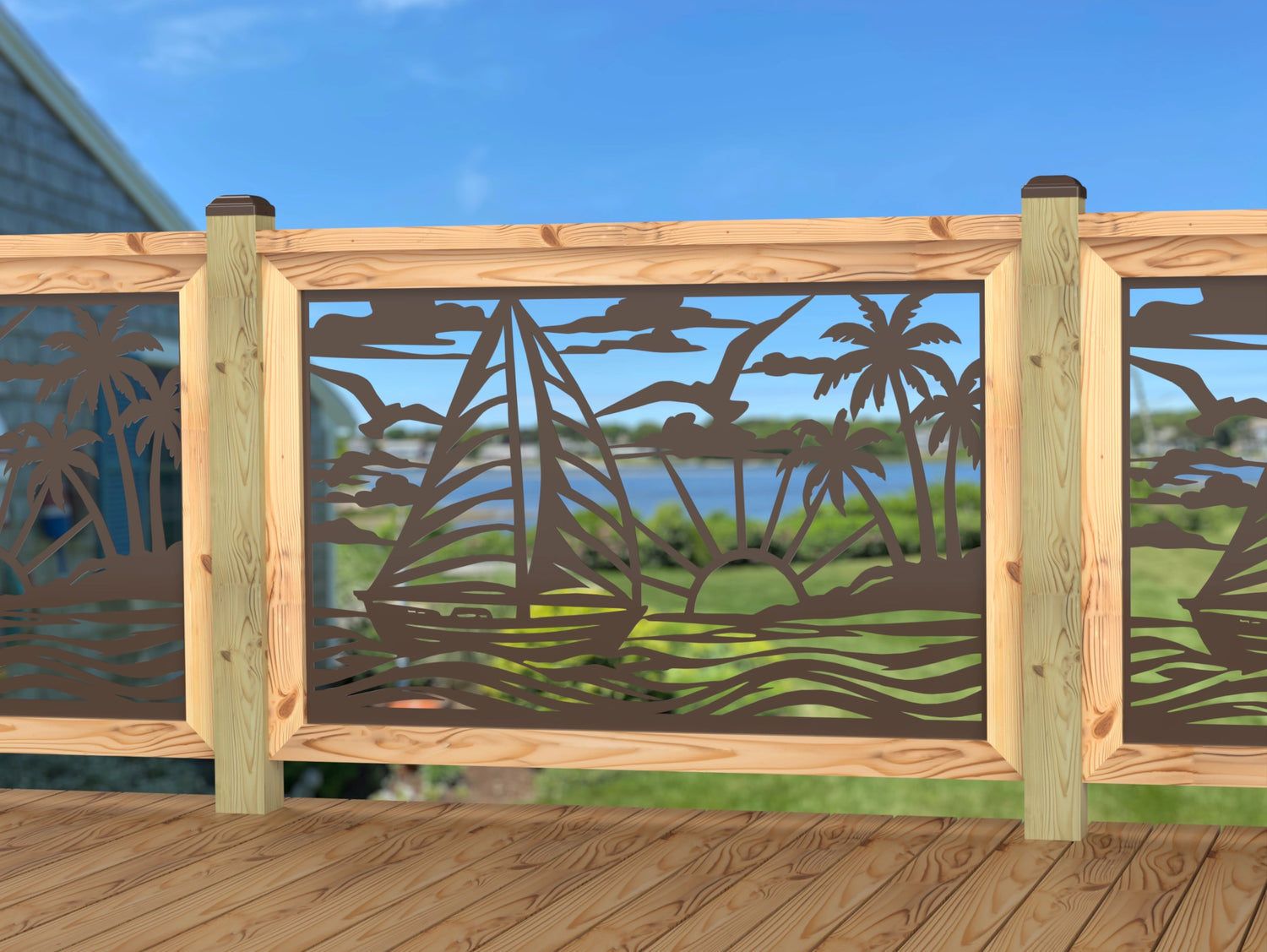 Sailboat at Sunset Railing Panel Insert