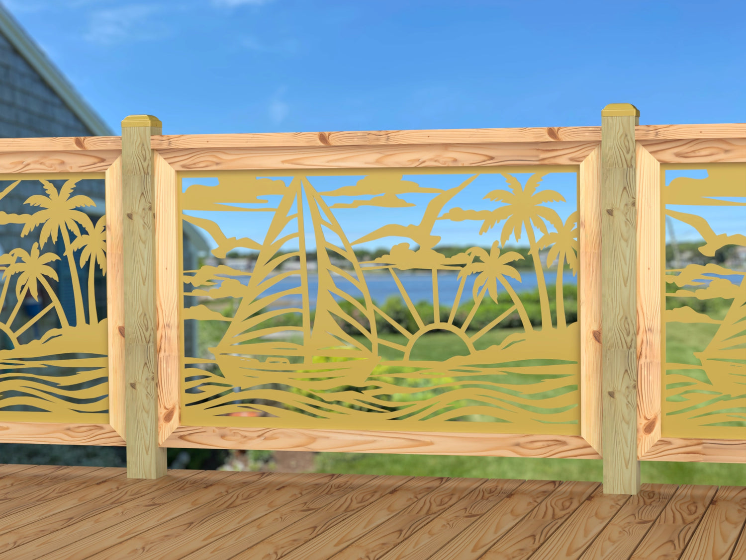 Sailboat at Sunset Railing Panel Insert