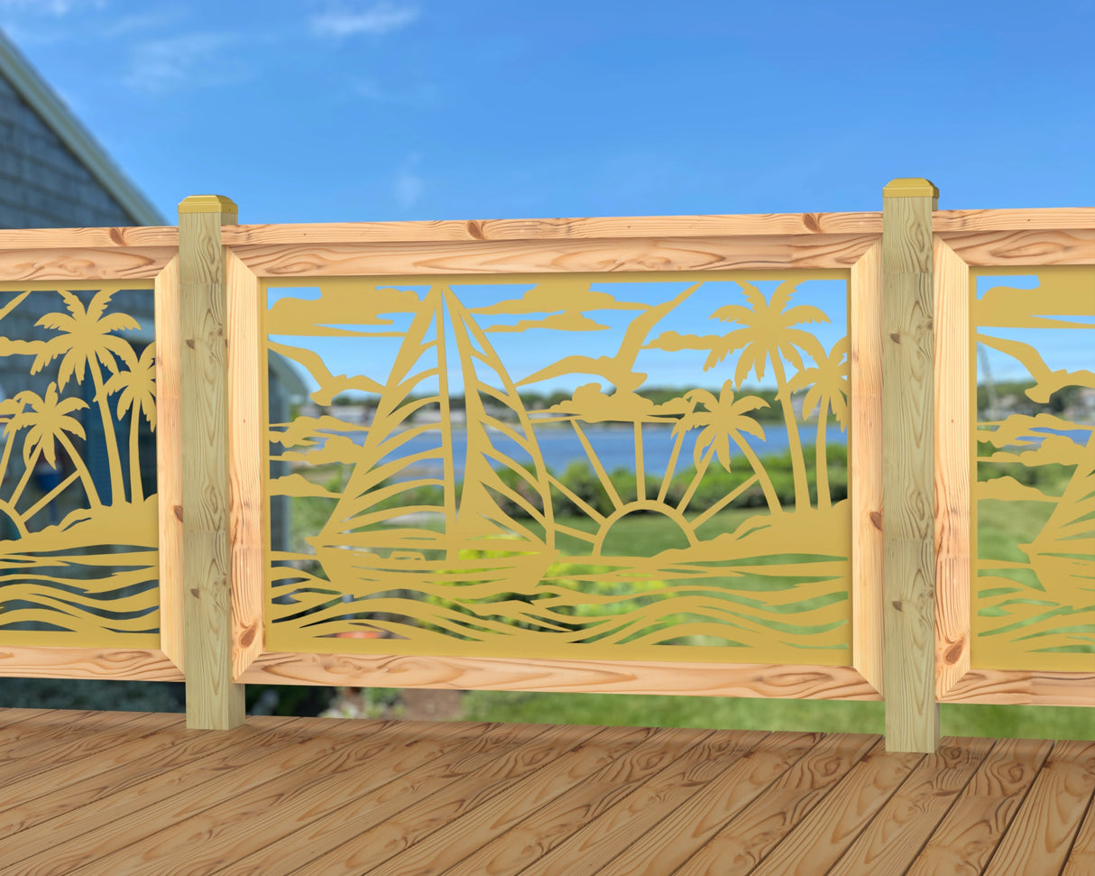 Sailboat at Sunset Railing Panel Insert