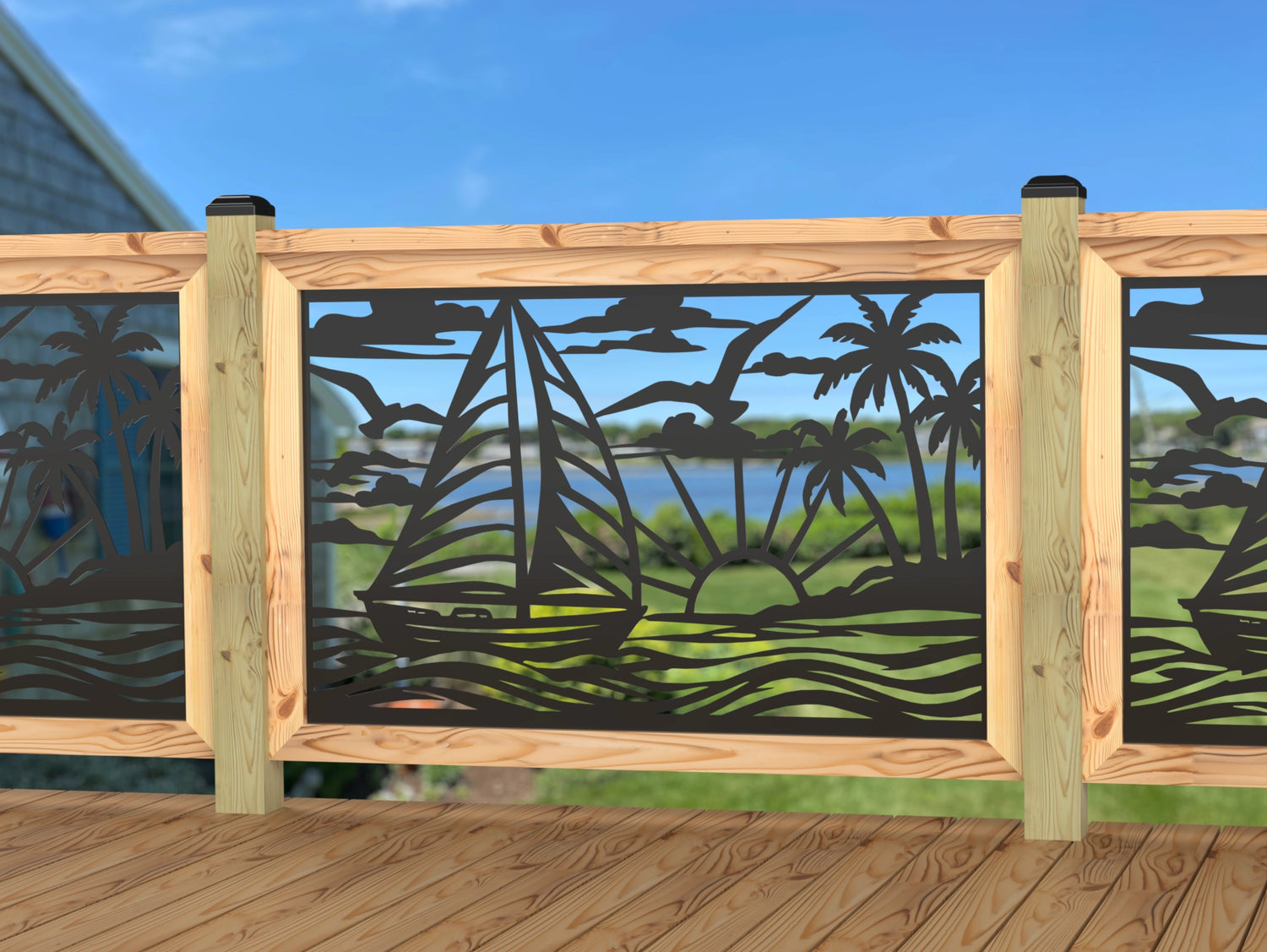 Sailboat at Sunset Railing Panel Insert