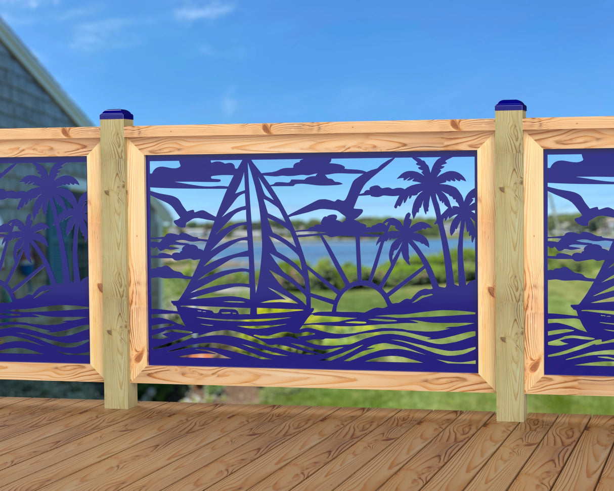 Sailboat at Sunset Railing Panel Insert