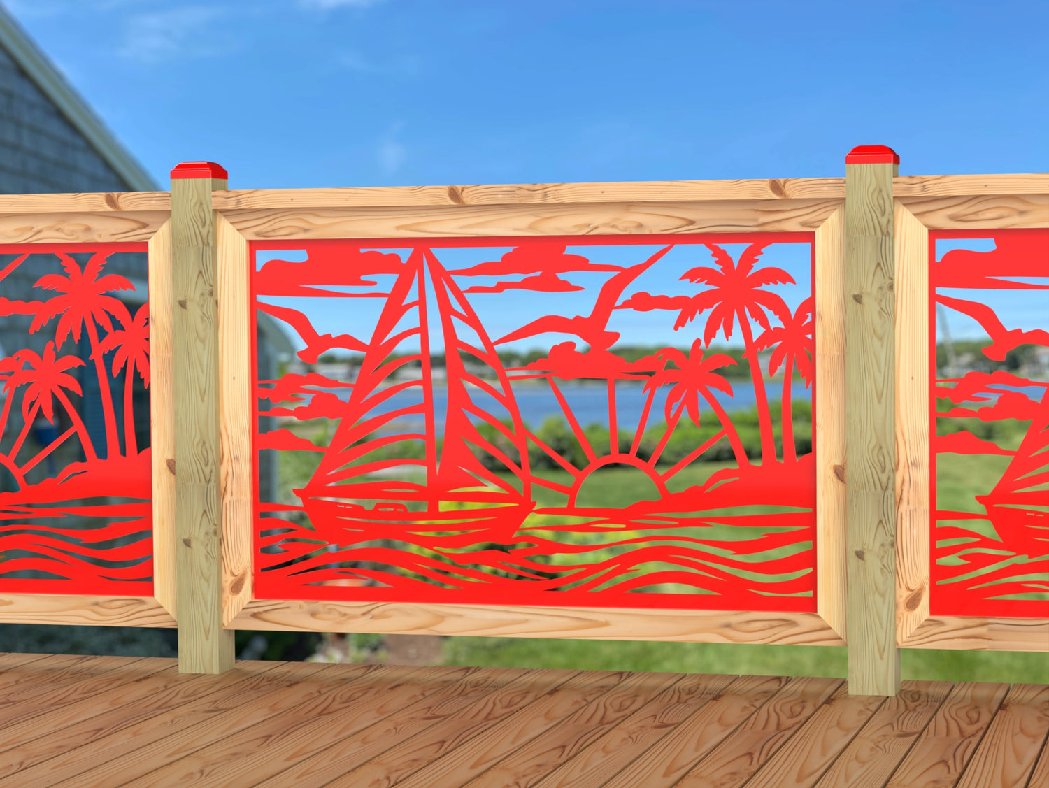 Sailboat at Sunset Railing Panel Insert
